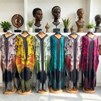 Robe décontractée ample à col en V pour femme, imprimé rayures africaines, style ethnique moyen-oriental, collection été 2025