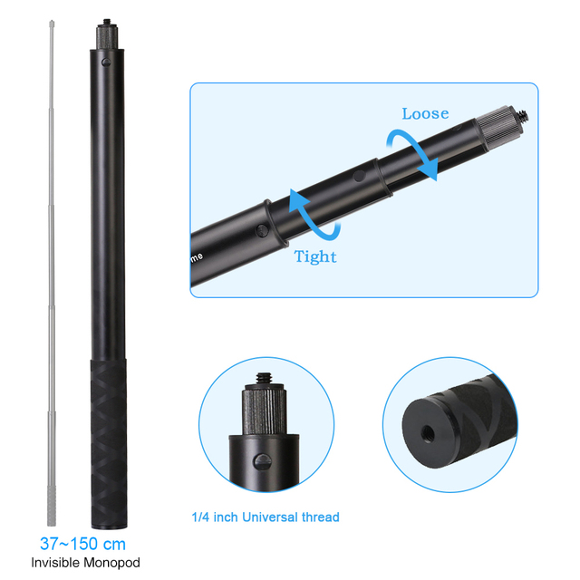 3M 1.1M 1.5M 2M Invisible Extended Edition Selfie Stick Scalable Monopod for GoPro,Insta360, SJCAM, DJI Accessories Stick Tripod