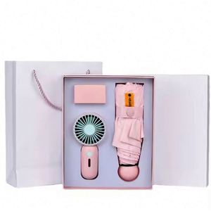 ชุดของขวัญร่มกัน UV ขนาดเล็ก พัดลมพกพา USB ร่มพับได้ ชุดของขวัญพัดลมพกพา - Product Image 4