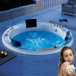 Baignoire de massage à hydrothérapie en acrylique pour 3 personnes, 1,8 m, à encastrer, avec drain intégré, design moderne, jacuzzi combiné massage - Product Image 1