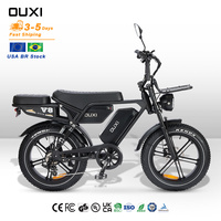 Vélo électrique tout-terrain BR Warehouse OUXI V8 IPX6 étanche avec batterie au lithium 48V 60AH et moteur 250W pour adulte