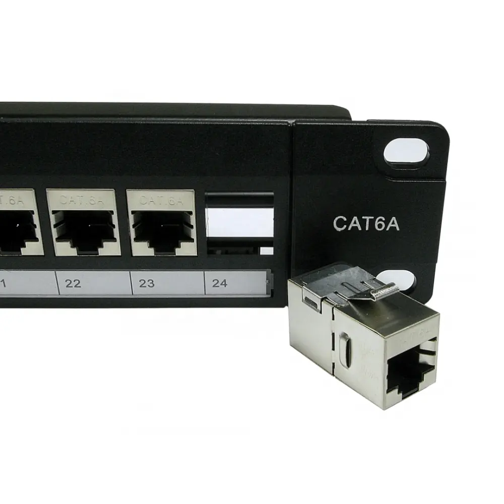 24 Port STP Cat6A atau Cat.6 Coupler Panel-In-Line Patch