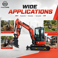 Mini-excavatrice FULCORE conforme EPA 3,6T avec pince hydraulique optionnelle de haute qualité pour l'aménagement paysager de jardin