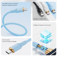 Cable de silicona líquida de 60W Tipo-C a Tipo-C Cable cargador USB Cable de datos de carga rápida para Teléfono 1M