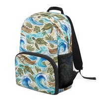Sac à dos léger pour étudiant de 17 pouces avec imprimé tortues et poche avant zippée pour les déplacements quotidiens