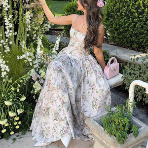 Vestidos Largos Elegantes de Alta Calidad para Mujer, Estilo <span class=keywords><strong>Boutique</strong></span>, Estampados, Cuello Cuadrado, Sin Mangas - Product Image 2