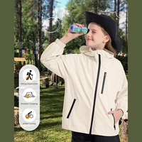 Rolanko Kinder Wasserdichte Kapuzenjacke Leichte Windjacke Regenmantel für Outdoor-Wanderungen aus Nylon/Polyester-Material