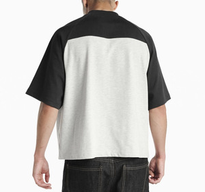 T-shirt Homme Personnalisé Coupe Droite Décontractée en Coton Tricoté 300 g/m² 100 % Coton Manches Courtes Uni Brodé Bicolore Contraste de Couleurs - Product Image 2