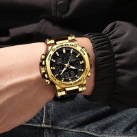 Montre de sport de luxe FB0062 pour homme, étanche 50m, quartz, aiguilles lumineuses, chronographe, alarme numérique, chronomètre, bracelet silicone