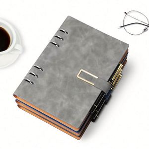 Custom Magnetic Buckle Promotional Business A5 PU Silk <b>Screen</b> Printed Loose-<b>Leaf</b> 6 Ring Refillable Notebook Binder - Product Image 1