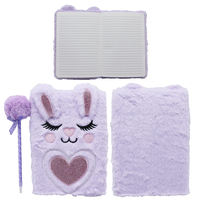 Cuaderno de diario A5 con funda de felpa suave para niños personalizado con bolígrafo cuaderno diario de dibujos animados bonito al por mayor para niñas