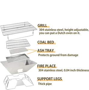 Portable Outdoor Grill 2026 Hot Sale BBQ Grill Stainless Steel Charcoal <strong>Barbecue</strong> for Camping Factory Direct Custom Logo - Product Image 5