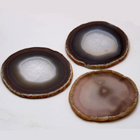Ensemble de sous-verres en tranches d'agate polie plaquée or, grand dessous de verre en Agate, vente en gros, 2023