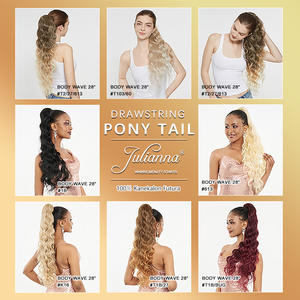 Fornitori di fabbrica pezzi di capelli Ombre grigio lungo Afro crespo riccio onda del corpo capelli sintetici un pezzo legare l'estensione della coda di cavallo - Product Image 4