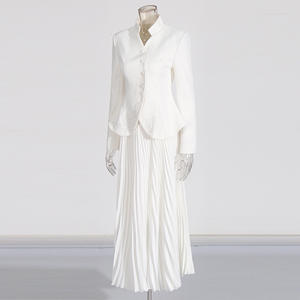 <span class=keywords><strong>Traje</strong></span> Midi Elegante Estilo Francés para Mujer 2025 Nuevo Diseño de Bordado Tridimensional Chaqueta <span class=keywords><strong>Falda</strong></span> Plisada de Cintura Alta - Product Image 3