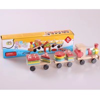 Jouets de Train en bois Montessori jeu d'empilage éducatif géométrie blocs en bois Train ensembles de jouets pour enfants