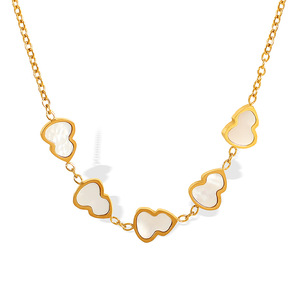 Collar de oro con forma de corazón y concha blanca, colgante de aleación de zinc, joyería de regalo - Product Image 5