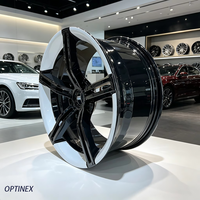 Jantes en alliage d'aluminium forgé personnalisées noir et blanc à 5 branches de 17 à 21 pouces 5x112 5x120 5x114.3 5x108 pour Audi BMW Mercedes Porsche