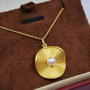 Collar con Colgante Minimalista de Plata 925 Chapado en Oro UM Jewelry, Perla Natural de Agua Dulce, Unisex, Regalo de Compromiso o Boda, Venta al Por Mayor - Product Image 5