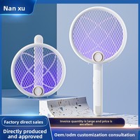 Nouvelle raquette électrique anti-moustiques pliable et rechargeable avec batterie au lithium non toxique, tapette à mouches domestique et lampe tue-moustiques