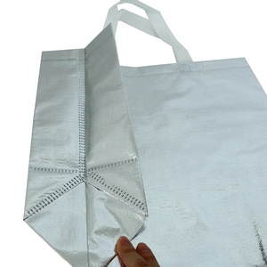 Custom Laminated Non Woven Metallic <strong>Silver</strong> Reusable Shopping <strong>Tote</strong> <strong>Bags</strong> - Product Image 5