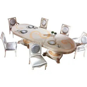 Manual solid wood carving table luxury furniture french dining table Hand painted restaurant table dining room furniture