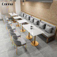 Fabriek Groothandel Restaurant Tafel Set Meubels Custom Size Marmeren Tafel Top Moderne Restaurant Meubelen Set