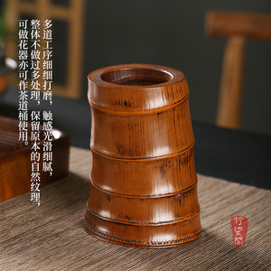 Bamboo Root Vase Round Handmade Decorative Desktop Flower Pot Traditional Chinese Style Guizhou Origin - Product Image 3