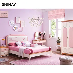 Hot Selling Home Living Bed Hotel Wooden Children Bedroom Set Kids Bed And Wardrobe Set