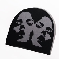 Gorro de Punto Personalizado Y2K con Logotipo Jacquard, Gorro de Invierno con Logotipo en Toda la Superficie, Gorro de Calavera con Bordado 3D para Playa o Negocios