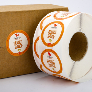 Marchio personalizzato rotolo Etiqueta Logo cerchio imballaggio adesivo stampa riciclabile vinile impermeabile contenitore per alimenti rotondo sigillante etichetta - Product Image 5