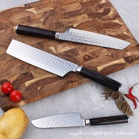 Ensemble de couteaux de cuisine japonais martelés en gros, couteau de chef à manche en bois massif coloré, couteaux de cuisine durables en acier inoxydable