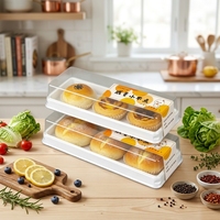 Boîte à gâteau rectangulaire en plastique PET transparente jetable avec couvercle pour salade, hamburger, pain, fruits, crème, pâtisserie, emballage de boulangerie