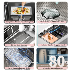 2025 hiện đại phổ biến thủ công màu đen Nano Bát duy nhất thác nước đa chức năng thép không gỉ thông minh Bồn Rửa Nhà Bếp - Product Image 5