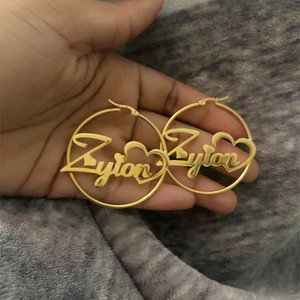 Mini Orecchini a Cerchio in Acciaio Inossidabile per Bambini con Nome Personalizzato, Orecchini Personalizzati per Bambine, Gioielli in Oro per Bambine - Product Image 3