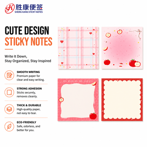 Bonitas notas adhesivas con diseño de manzana y corazón, blocs de notas autoadhesivos, duraderos y extraíbles para la escuela, la oficina y la organización diaria. - Product Image 1