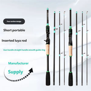 Canne à pêche en fibre de verre à 4 sections (1,6/2,1 m) avec poignée composite EVA pour la pêche au bar en mer, lancer et spinning, pêche en bateau océanique - Product Image 5