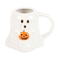 Tasse en céramique créative et amusante en forme de citrouille fantôme avec poignée Vaisselle quotidienne moderne pour les fêtes à thème fantômes ou les cadeaux