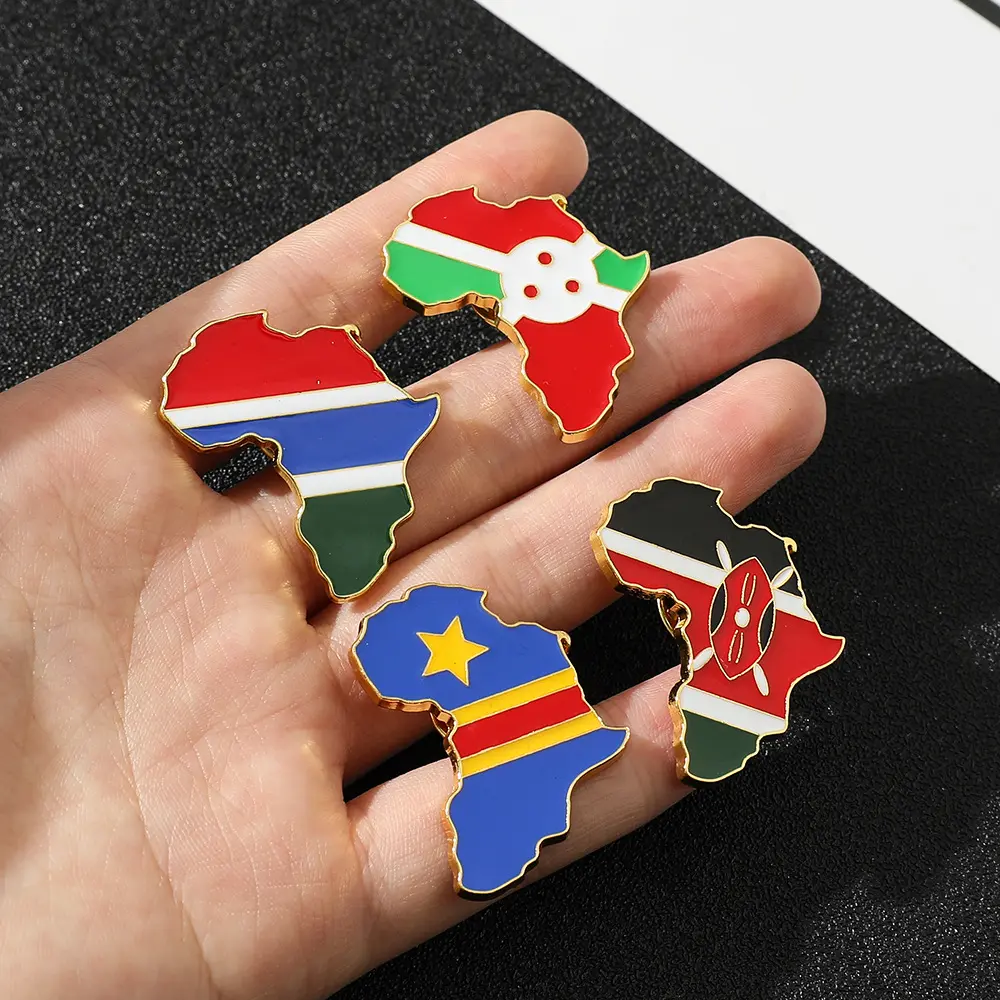 Pin Lapel Peta Dunia Pin Peta Afrika Kepribadian Kreatif Lencana Logam Pin Lapel Enamel Keras