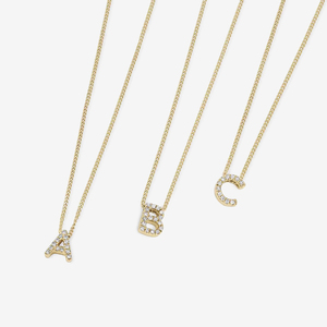 Cadena personalizada chapada en oro de Plata de Ley 925, collar con colgante DIY con inicial de letra Lisa Pavimentada - Product Image 1