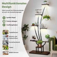Étagère à vaisselle de cuisine avec lumières de croissance, double niveau, en métal, 156 cm, rangement pour pots et présentoir écologique pour la maison