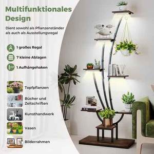 Étagère à vaisselle de cuisine avec lumières de croissance, double niveau, <span class=keywords><strong>en</strong></span> métal, 156 cm, rangement pour pots et présentoir écologique pour la maison - Product Image 4