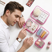 Sacoches de maquillage transparentes en PVC, pliables, légères, résistantes à l'eau, petite capacité, multicolores, à fermeture éclair, tendance - Grande Vente