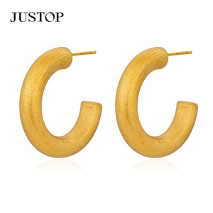 Trending Women's Geometric Hoop <b>Earrings</b> <b>Hook</b> Shape 18K Gold Plated Stainless Steel Hypoallergenic Waterproof <b>Earring</b> Charms - Product Image 2