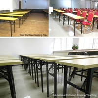Table de conférence pliante en métal avec plateau en mélamine, idéale pour les salles de formation, les salles de conférence et les restaurants d'hôtel