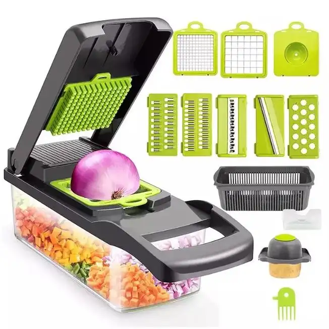 Hot Selling 14 in 1 Hand Held Multifunctional Onion Cutter Fruits Slicer Potatoes Peeler Manual Vegetable Chopper