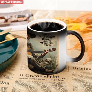 Mug en céramique noir givré de 11 oz, tasse à thé ou à café sensible à la chaleur, réutilisable, écologique, vert - Product Image 5