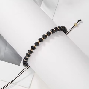 Pulsera de Moda Boho Ajustable con Cuentas de Cristal Negro y Correa Trenzada para Mujer, Accesorio de Joyería - Product Image 1