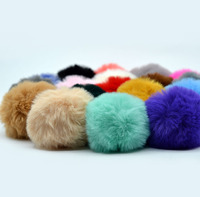 Boule de fausse fourrure de lapin faite à la main de 8 cm (3,1 pouces) avec bande élastique, pompons tendance pour chapeaux, décoration de vêtements, accessoires de mode DIY