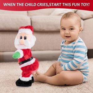 Danse électrique noël peluche poupée en peluche chantant anglais espagne chanson noël père noël jouets pour enfants père noël twerk - Product Image 2